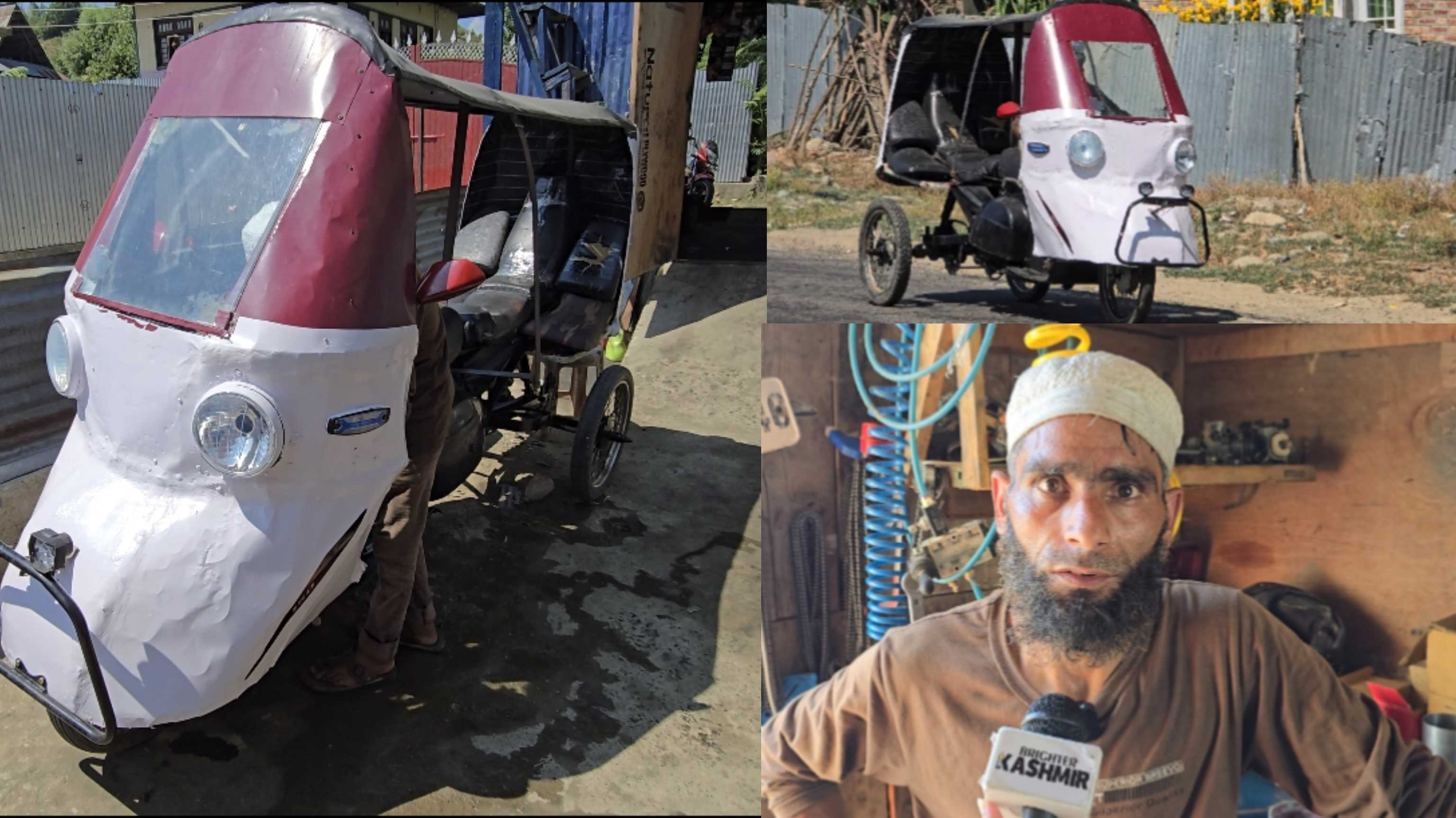 Imtiyaz Ahmed from Handwara builds a rickshaw out of garbage