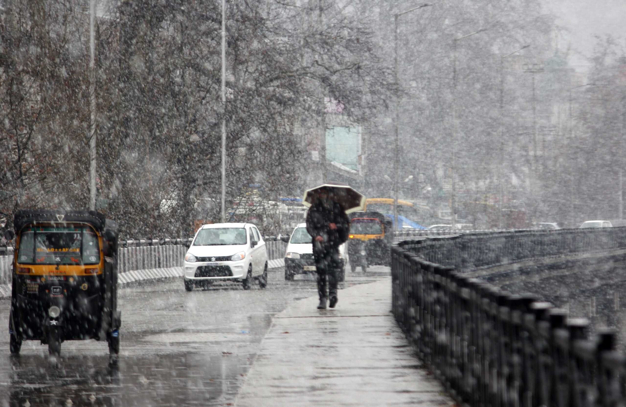 Kashmir Plains Receive Rain Light Snowfall In Higher Reaches